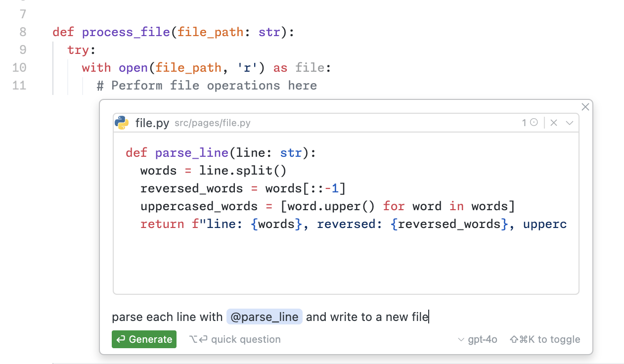 Screenshot of Python function